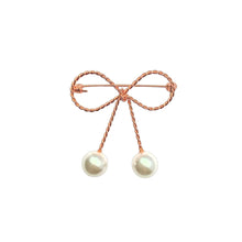 Load image into Gallery viewer, Rope Bow & Pearl Brooch