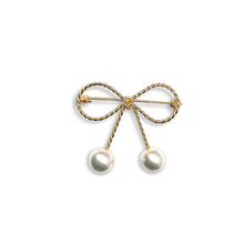 Load image into Gallery viewer, Rope Bow & Pearl Brooch