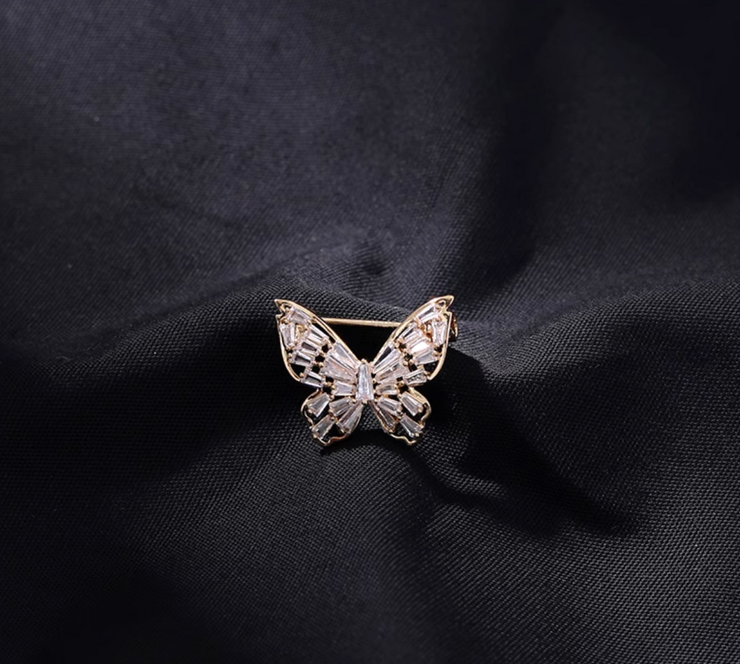 Butterfly Petite Baguette Diamond Brooch