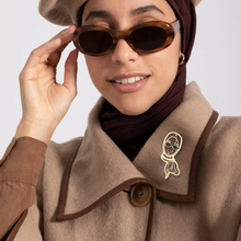 Load image into Gallery viewer, Modern Hijabi Cat Eye Brooch
