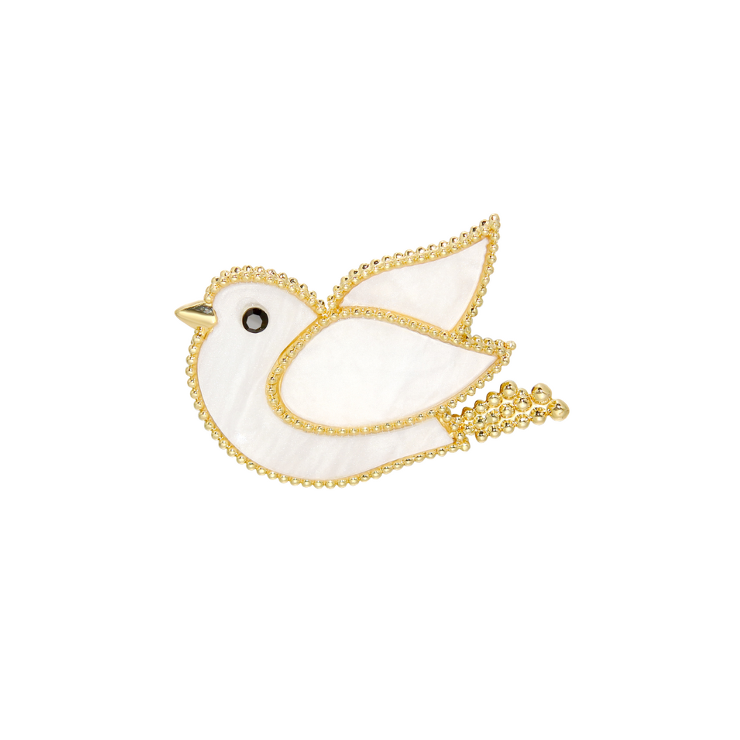 White Marble Dove Brooch