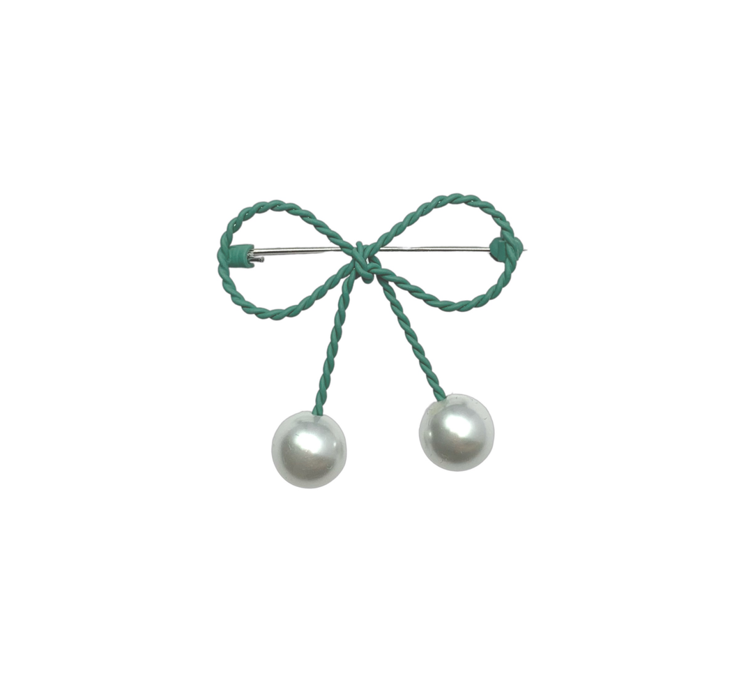Rope Bow & Pearl Brooch
