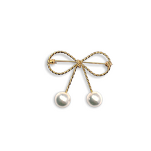 Load image into Gallery viewer, Rope Bow &amp; Pearl Brooch
